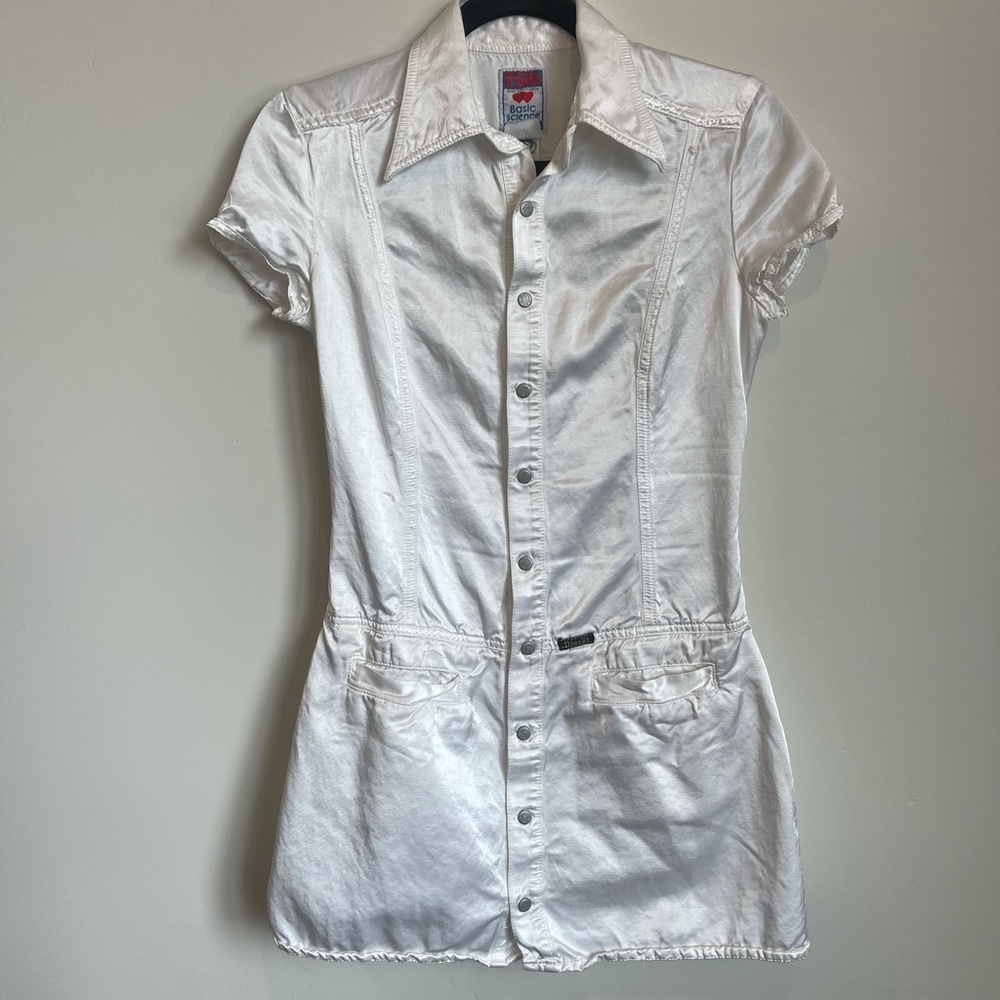 Diesel White Button Dress